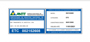 Certificado ANTT Val. 04/06/2026