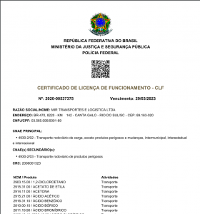 Certificado de Licença de Funcionamento