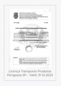 Licença Transporte Produtos Perigosos SP – Valid. 31-12-2024