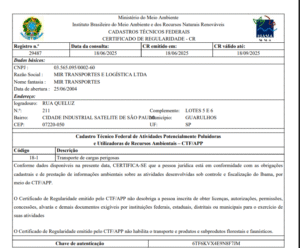 Certificado de Regularidade Guarulhos – Valid. 18.09.2025.
