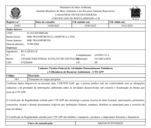 Certificado de Regularidade Guarulhos – Valid. 19.12.2025.