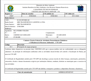 Certificado de Regularidade Guarulhos – Valid. 29.11.2024.