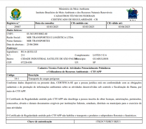 Certificado de Regularidade Guarulhos – Valid. 03.06.2025.