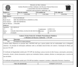 Certificado de Regularidade Guarulhos – Valid. 15.04.2026.